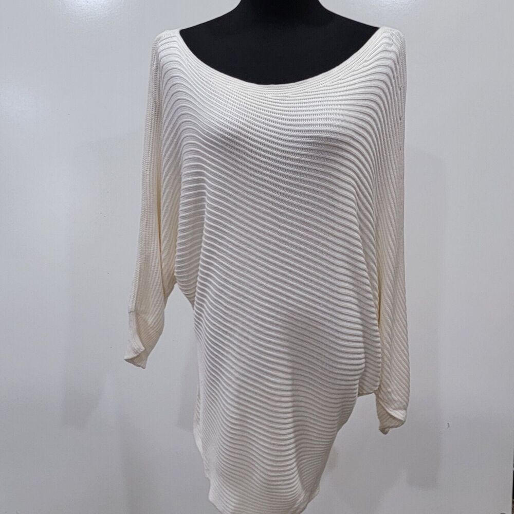 Haute Fox 2X Ribbed Ivory Sweater Classic Neutral Boho Minimalist Clean Girl